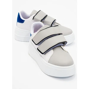 Cırtlı Kadın Spor Ayakkabı Beyaz Füme Mavi