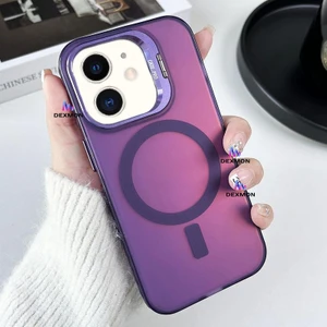 iPhone 11 Kılıf + Lens Koruyucu Set Arkası Hologramlı Mat Kamera Standlı Kapak