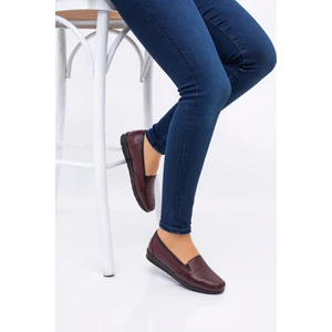 Kadın Tam Ortopedik Bordo İçi Hakiki Deri Anne Ayakkabısı Kadın Ayakkabı