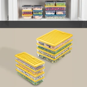 8'li Saklama Kabı, Mikrodalga Uyumlu Erzak Saklama Kabı Sarı 4X2400 Ml- 4X1170 ml