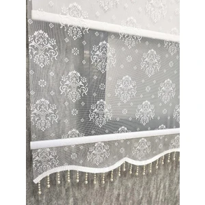 Bbb Çift Mekanizmalı Desenli Boncuklu Tül ve Stor Perde Ekru MT3049B