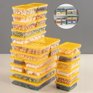 24 Parça Saklama Kabı , Mikrodalga Uyumlu Saklama Kabı 2X2400ML 4X1200ML 6X1170ML 12X600ML Sarı