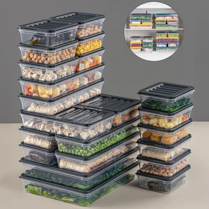 22 Parça Saklama Kabı , Mikrodalga Uyumlu Saklama Kabı 2X2400ML 2X1200ML 6X1170ML 12X600ML Antrasit