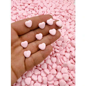 Ebruli Boncuk 8mm Pembe Kalp Akrilik Boncuk Takı Yapımı Bead (50 Gr)