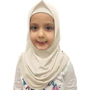 Pratik Hazır Geçmeli Çocuk Eşarp Bej