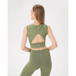 Ayma Active Yeşil Sırt Dekolteli Drape Detaylı Crop Sırt Pencereli Büstiyer