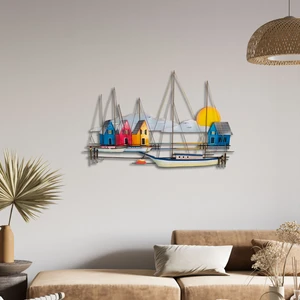 Steel Art Dec Günbatımında Yelkenli Renkli Metal Tablo