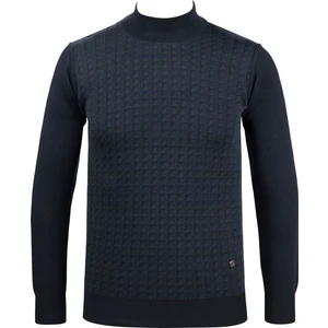 Çizgi Triko Erkek Yarım Balıkçı Yaka Triko Kazak Desenli Çelik Örgü Klasik Kalıp - 5002B