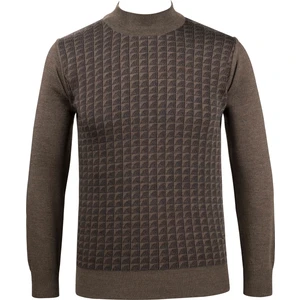 Çizgi Triko Erkek Yarım Balıkçı Yaka Triko Kazak Desenli Çelik Örgü Klasik Kalıp - 5002B