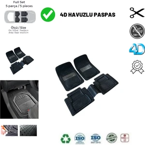 Zeyno Ticaret Renault Symbol 2019 Uyumlu Havuzlu Ünıversal Yeni Nesil Plus Paspas Siyah - Gri