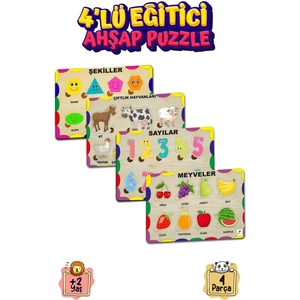 212 Toyzz Öğretici Puzzle Yapboz Meyve Sebze Sayı Şekiller 4 Lü Set