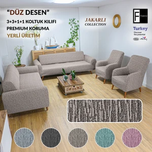 Jakarlı Düz Desen Esnek Kanepe kılıfı Tamıkı Koltuk Örtüsü 3+3+1+1 Yıkanabilir koltuk Kılıfı Kanepe Çekyat örtüsü Takımı Kahverengi