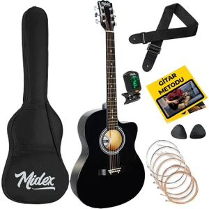 RG-540BK Kesik Kasa Siyah 40 İnç Akustik Gitar Seti 4/4 Yetişkin