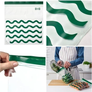 Orta Istad 2,5 Lt 25X24 cm Yeşil Dalga Desen 25 Adet Kilitli Buzdolabı Poşeti Saklama Torbası 25'li