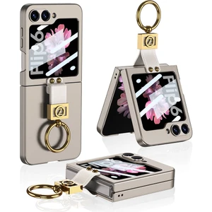 Alan Tech Galaxy Z Flip 6 Kılıf Zore Z Harfli Yüzüklü Kıpta Kapak-Titanyum-Gri