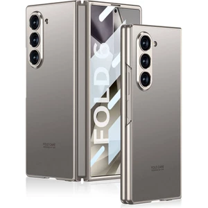 Alan Tech Galaxy Z Fold 6 Kılıf Titanyum Metal Tasarımlı Zore Kıpta Caz Kapak-Titanyum-Gri