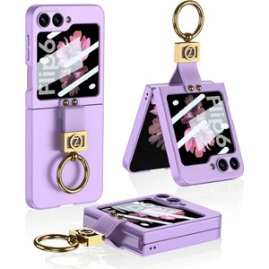 Alan Tech Galaxy Z Flip 6 Kılıf Zore Z Harfli Yüzüklü Kıpta Kapak-Lila