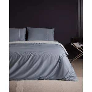 Madame Coco Danton Çift Kişilik Saten %100 Pamuk Biyeli Düz Boya Nevresim Takımı - Mavi/açık Mavi