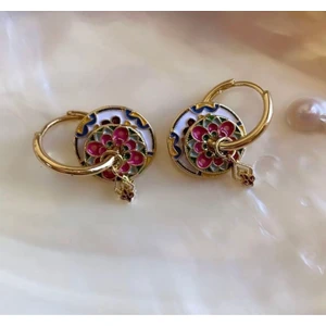 Mi Brillo Accessories Etnik Desenli Mineli Charm Küpe