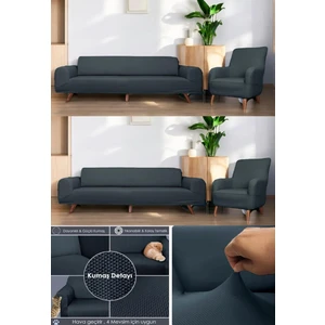 Lastikli Esnek Koltuk Kanepe Kılıfı Takımı Çekyat Örtüsü 3+3+1+1