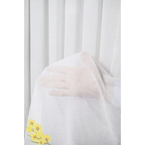 Madame Dower Taç Naturel Keten Tül Perde 1x3 Sık Pile - Kırışmaz Ütü Gerektirmez - Dökümlü Extra Gramajlı