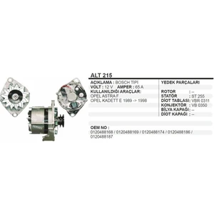 Alternator 12V 65A Astra F Kadett E 89..98