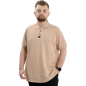 Büyük Beden Erkek T-Shirt Polo Yaka Klasik U24328 Bej