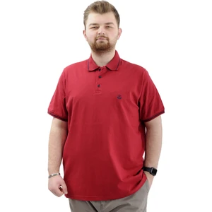 Büyük Beden Erkek Tişört Polo Yaka Nakışlı Logo M U24338 Lacivert-Bordo