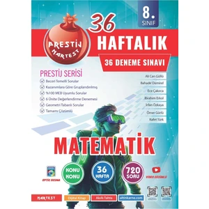 Nartest Yayınevi Nartest 8. Sınıf 36 Haftalık Matematik Denemeleri (Prestij Serisi)