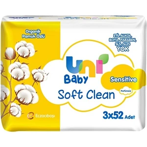 Uni Baby Soft Clean Organik Pamuk Özlü Islak Mendil 3X52 Adet