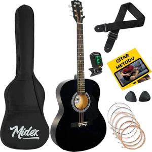 RG-530BK Kaliteli Siyah 40 İnç Akustik Gitar Seti 4/4 Yetişkin