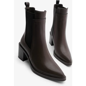 Kadın Çift Lastikli Chelsea Topuklu Bot Pisar Kahve