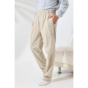 İhvan Online Erkek Krem Rahat Kesim Beli Lastikli Keten Hac ve Umre Şalvar Pantolon