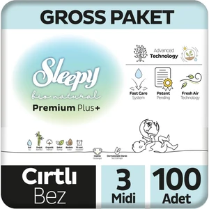 Bio Natural Premium Plus Gross Paket Bebek Bezi 3 Numara Midi 100 Adet