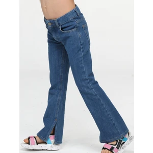 Mid Washed Ispanyol Paça Yırtmaçlı Denim Pantolon