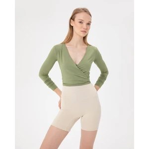 Ayma Active Yeşil Anvelop Belden Bağlamalı Crop Bluz