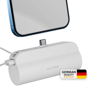 by Deji Type-C Soketli Mini Beyaz Powerbank 5000mah 2 Type-c Port Dahili Kablolu Taşınabilir Şarj Cihazı