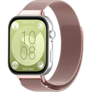 Huawei Watch Fit 3 / Fit 4 / Fit 4 PRO ile Uyumlu Kordon Hasır Örgü Metal Mıknatıslı Kayış