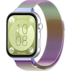 Huawei Watch Fit 3 / Fit 4 / Fit 4 PRO ile Uyumlu Kordon Hasır Örgü Metal Mıknatıslı Kayış