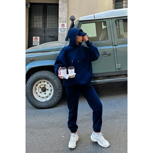 CMZ Collection Kadın 3 Iplik Bol Kesim Kışlık Hoodie Sweatshirt Jogger Alt Eşofman Takımı