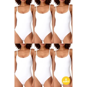 Kadın Ip Askılı Çıt Çıtlı Kancalı Body 6'lı Paket