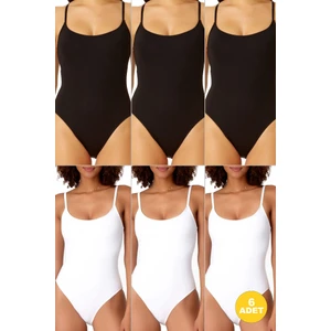 Kadın Ip Askılı Çıt Çıtlı Kancalı Body 6'lı Paket
