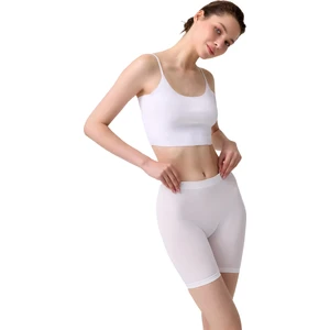 Kadın Beyaz Ultra-Rahat Seamless Yüksek Bel Uzun Paça Boxer