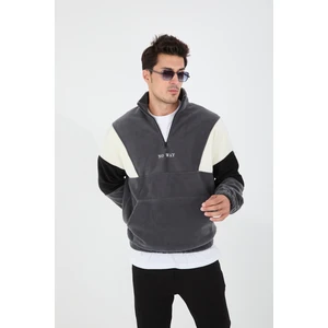 JR Boutique Erkek Yarım Fermuarlı Polar Sweatshirt Önden Cepli