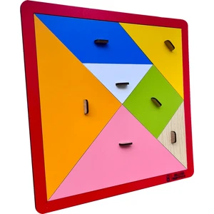 Eğitici Ahşap Oyuncak | Tutmalı Ahşap Mega Tangram 28 cm x 28 cm