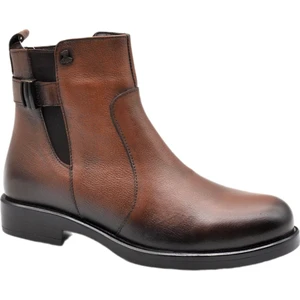 Kadın Hakiki Deri Tokalı Kısa Fermuarlı Bot 1852533K - Siyah - 36