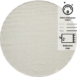 Rusticana 3106 Jüt Tabanlı Modern Örme Yuvarlak Kilim 75x75