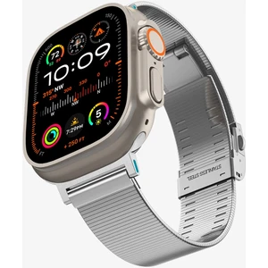 Apple Watch 49mm Ultra Seri 3/2/1 - 46mm Seri 11/10 - 45mm Seri 9/8/7 - 44mm Seri SE3/SE2/SE/6/5/4 ile uyumlu Kordon Kayış Band Sleek Link Silver - AMP07224