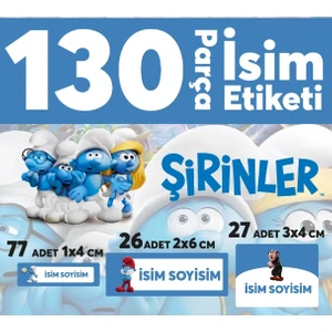 Dijitalist Baskı Okul Etiketi Kalem Defter Etiketi Şirinler Özel Isim Yazılabilen Etiket - 130 Adet