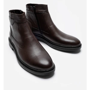 Hakiki Deri Kahverengi Fermuarlı Rahat Erkek Kışlık Bot LUASS25AL0034